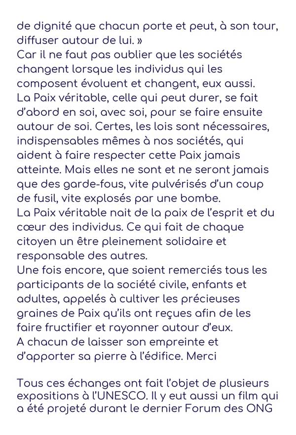 Fatema Binet, ensemble pour la paix les enfants s'engagent